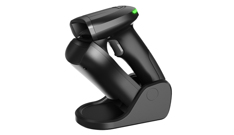 Handheld stregkodescanner on a table.